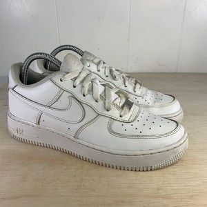 Nike Air Force 1 Low '07 White Leather Shoes 314192-117 Size 7Y/8.5 Women's